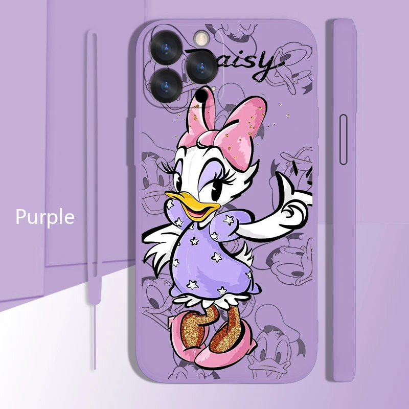 

Donald Duck Daisy Love Phone Case For Apple iPhone 14 13 12 Mini 11 Pro XS MAX XR X 8 7 6S Plus Liquid Rope Candy Shell Fundas