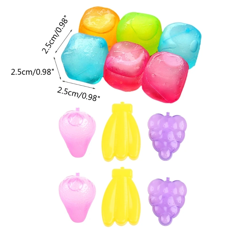 6 Pcs Plastic Colorful Reusable Ice Cubes Cooling Ice Cubes Non-Melting Washable Party Supplies for WHISKEY T5EF