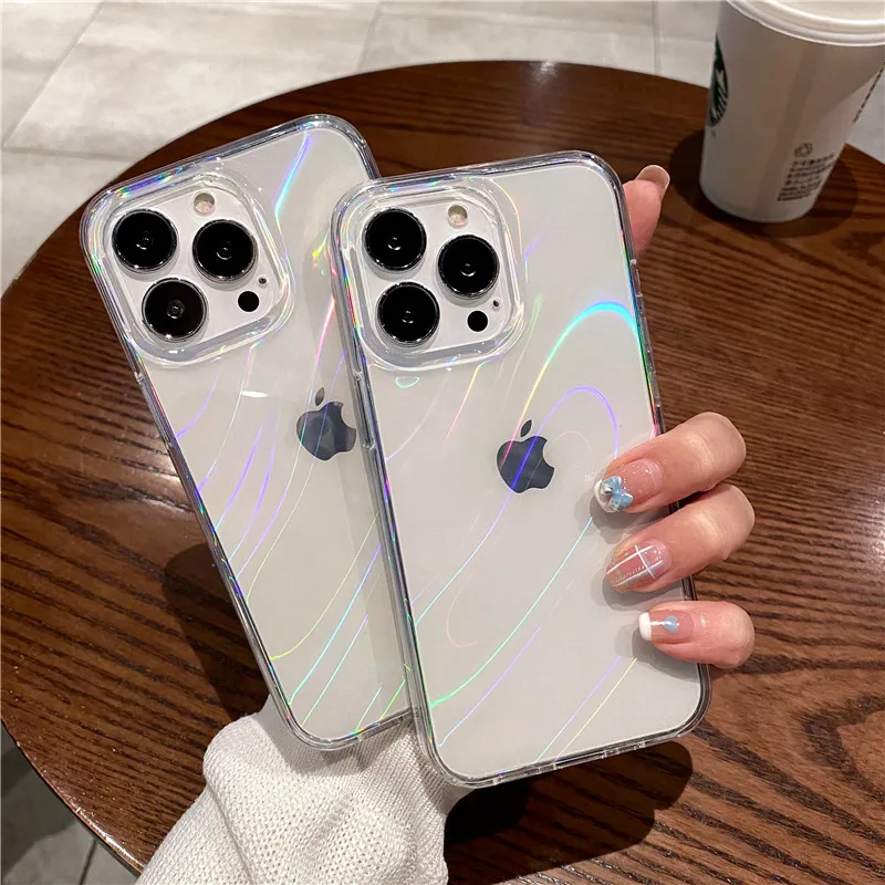 Aurora Laser Luxury Transparent Hard Phone Case - Clear Soft Cover