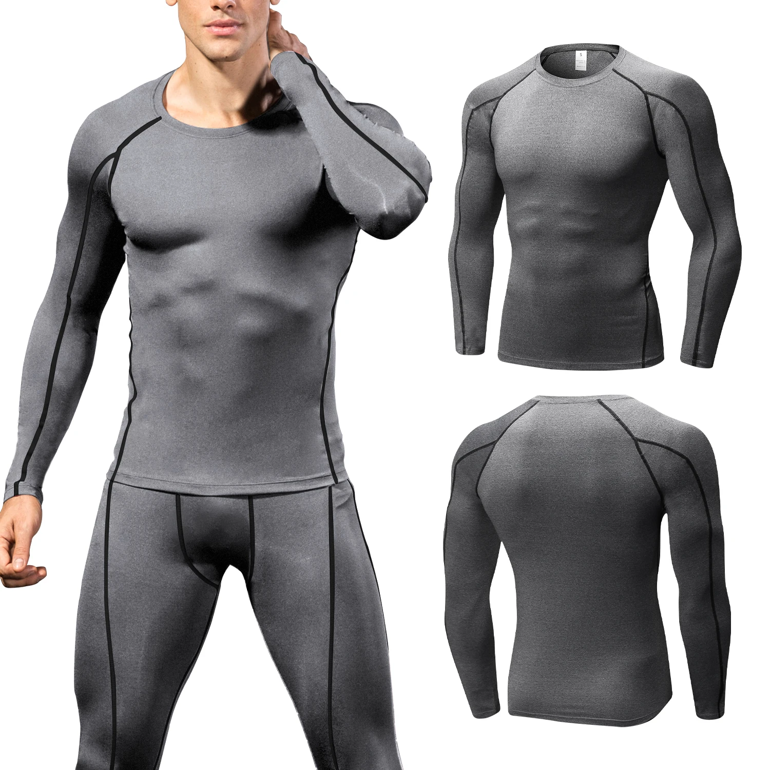 New Quick Dry Running Compression Shirt Men Fitness Long Sleeves Running Men Gym Shirt Tight Men Bodybuilding Sport T-shirt