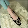 Flats Shoes Women's Spring Autumn 2022 New Casual Black French Square Toe Flats Rhinestone Loafers Ladies Shoe Plus Size 34-43 2