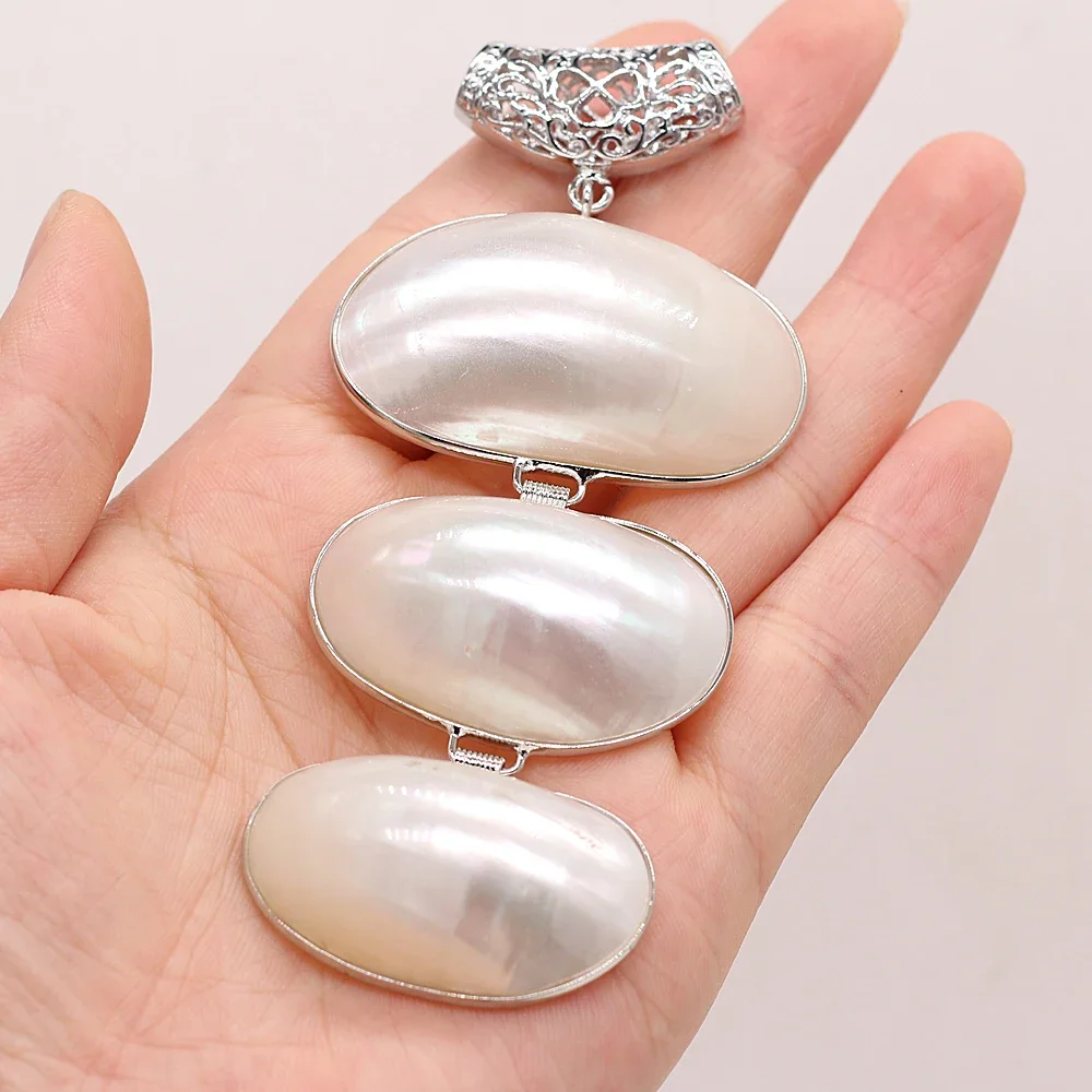 Natural Alloy White Accessories Shell Irregular Egg-shaped Pendant Handmade Crafts Making DIY Exquisite Necklace Jewelry 3