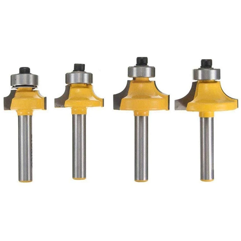 

4Pcs 1/4 Inch Shank Round Over Router Bits Corner Rounding Edge-Forming Edging Tool Set, 5/16 Inch 3/16 Inch 1/4 Inch 1/8 Inch R