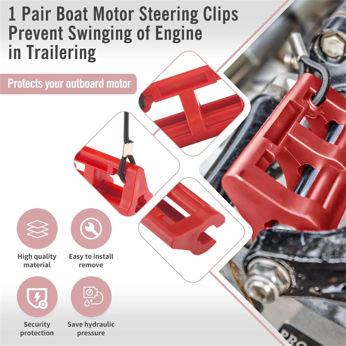 Steer Stop Outboard Hydraulic Steering Lock for Outboard Motor Trailering/Transport&mdash;L49A