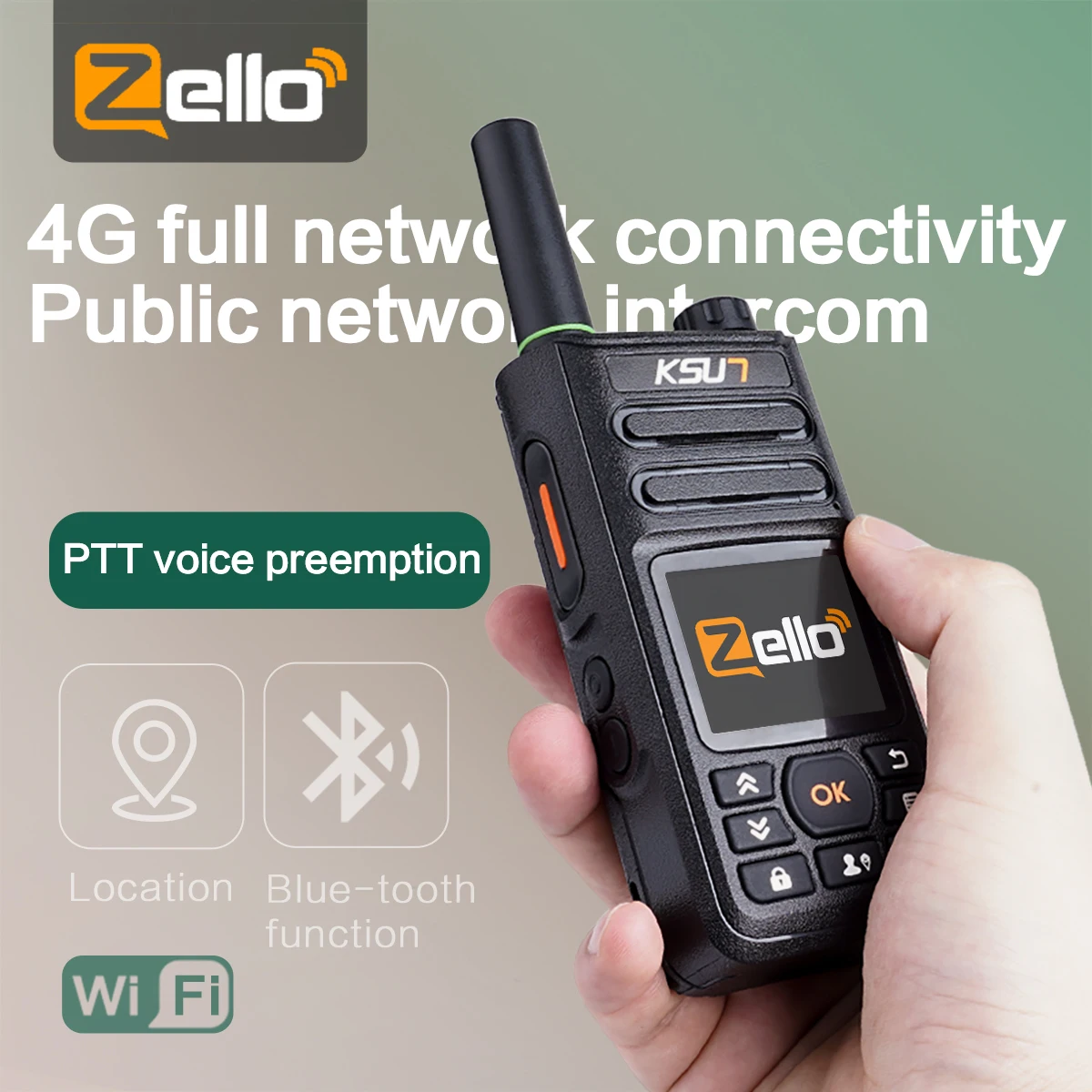 

PTT Zello Walkie Talkie 4g Sim Card WiFi Network Cell Phone Radio Long Range 100 Miles GPS Professional Walkie Talkie KSW-ZL18