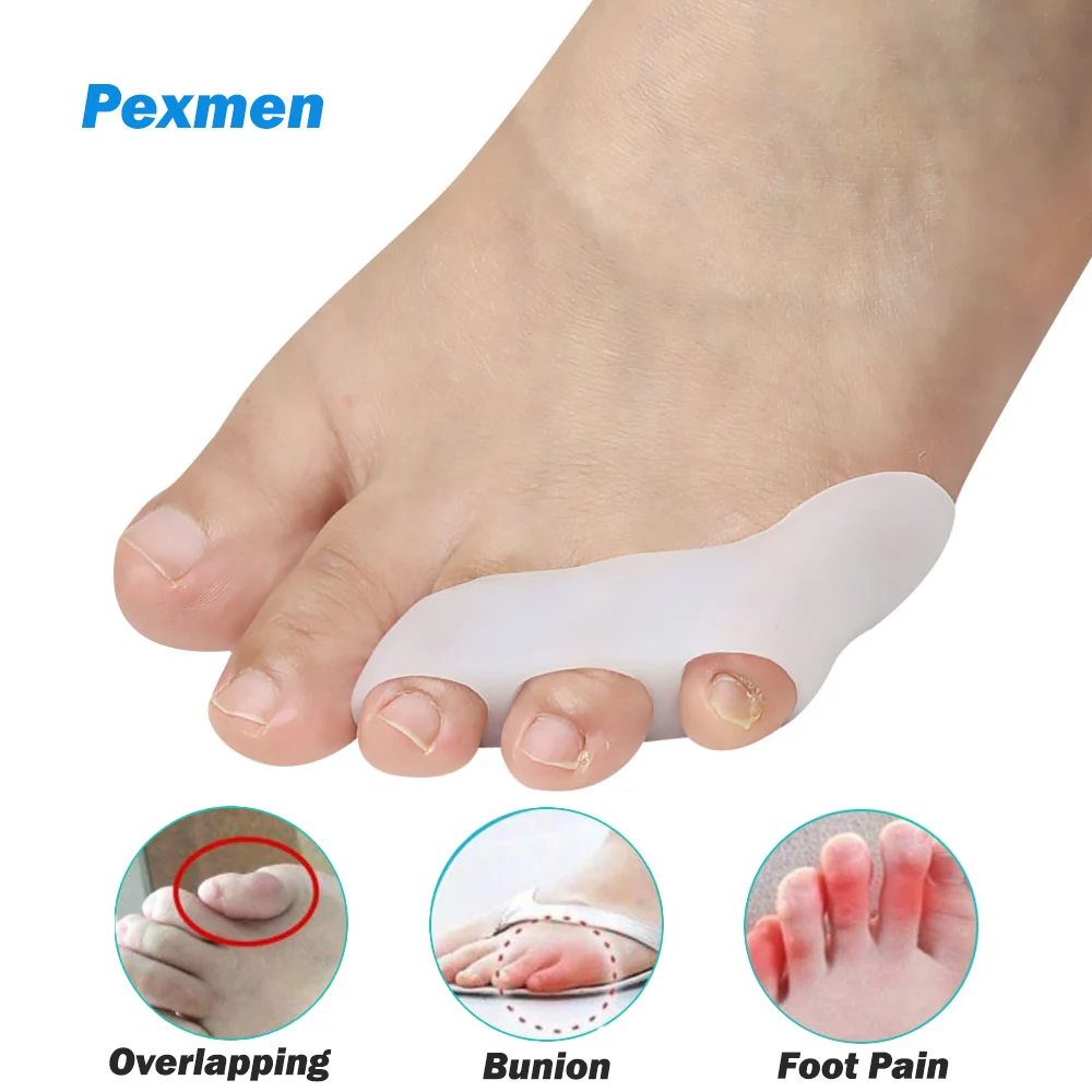 

Pexmen 2Pcs Pinky Toe Separator Gel Toe Protector for Curled and Overlapping Toes Little Toe Spacer for Corns Callus and Blister