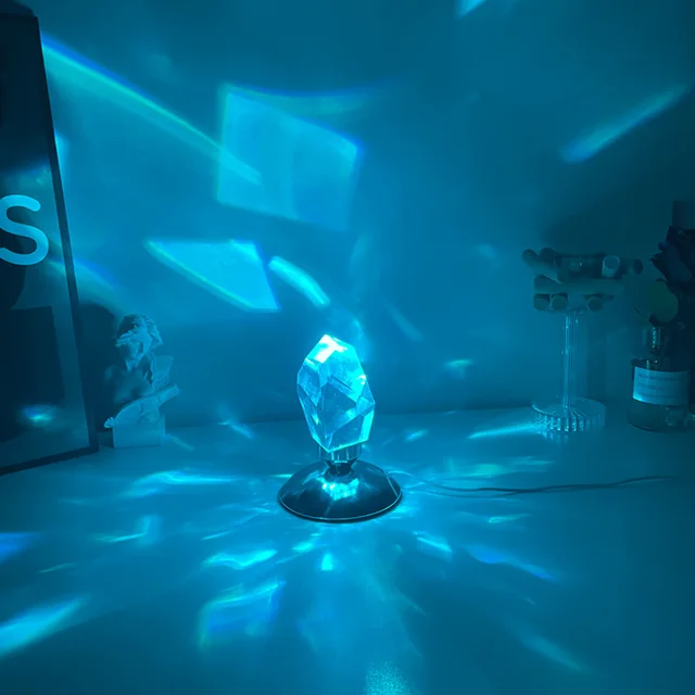 New Ins 16 Colors Shadow Romantic Diamond Crystal Light Lamp LED Atmosphere Projection Light USB Control Table Bar Bedside Decor 2