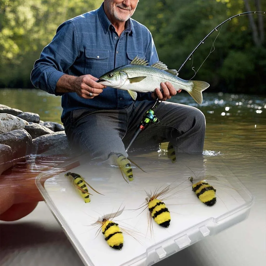 6 Stücke/10 Stücke Fliegenfischen Fliegen Köder Bionics Bumble Bee & Gelbe Motte Köder Angeln für Karpfen Bass Lachs Forelle Nassfliegen Angelausrüstung – Detail 10