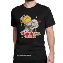 Camiseta clásica de dibujos animados para hombres y mujeres, camisa de cuello redondo de algodón, Estilo Vintage, arcoíris Brite de los años 80, Harajuku, Tops de talla grande