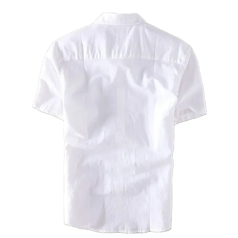 Men Cotton Linen Short Sleeve Shirt Casual Oversize Solid Turn-Down Collar Summer Vacation For casual short sleeved shirt linen shirt short sleeved shirt button down shirt