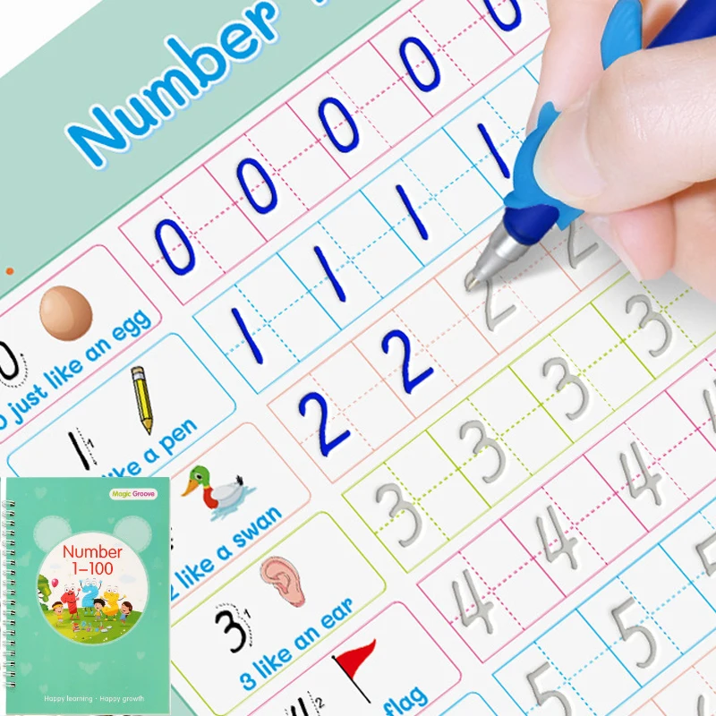 

Reusable Children 3D Copybook for Calligraphy Numbers Handwriting Textbook Learning Math Book Writing for Kids Toys
