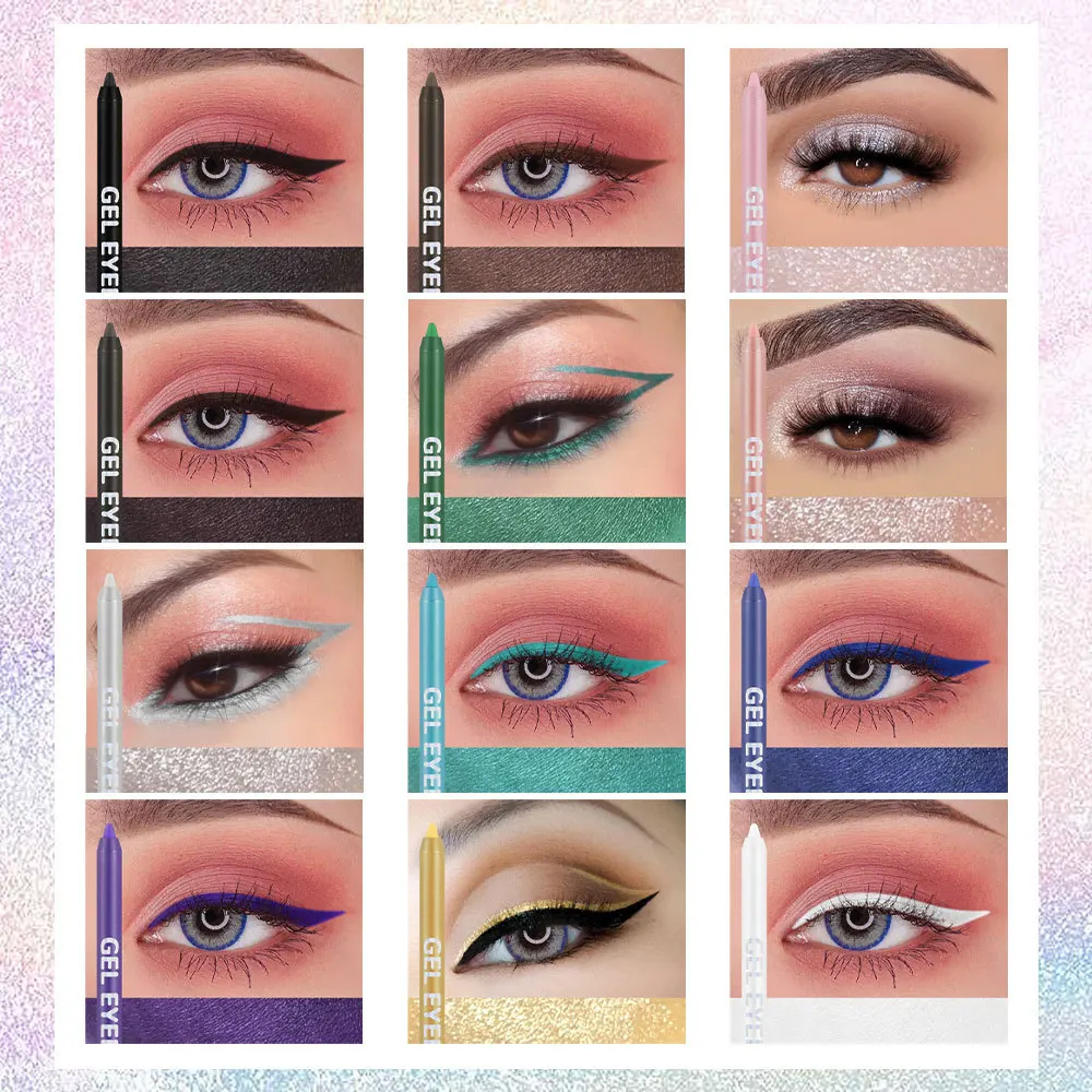 12 colors eyeliner eyebrow pencil eyeliner gel pen waterproof sweatproof non-smudge lying eyeshadow pencil 3