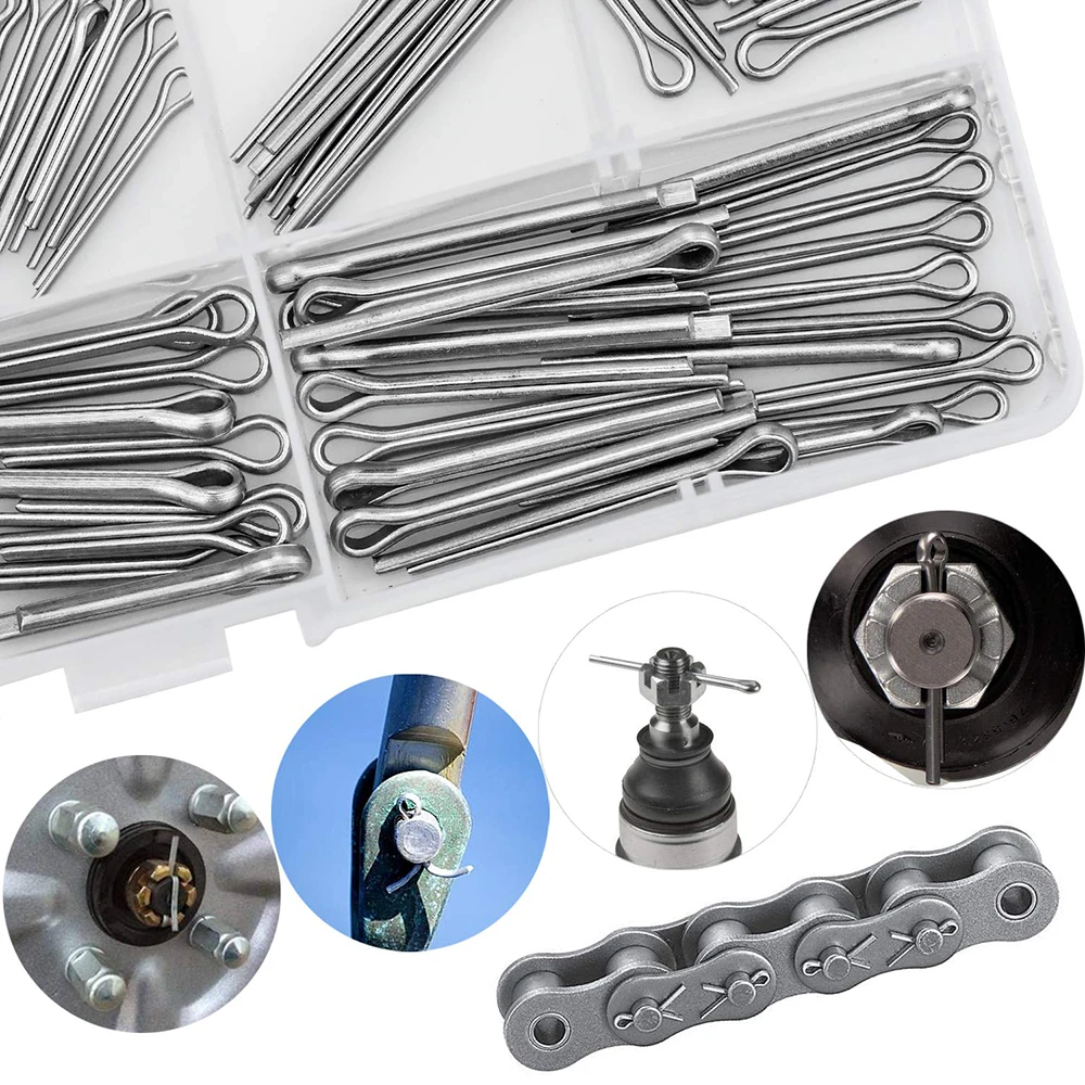 150 피스 코터 핀 분류 키트, 15 가지 크기, 아연 도금, 스테인리스 스틸, M1, M1.5, M2, M2.5, M3 코터 핀 패스너