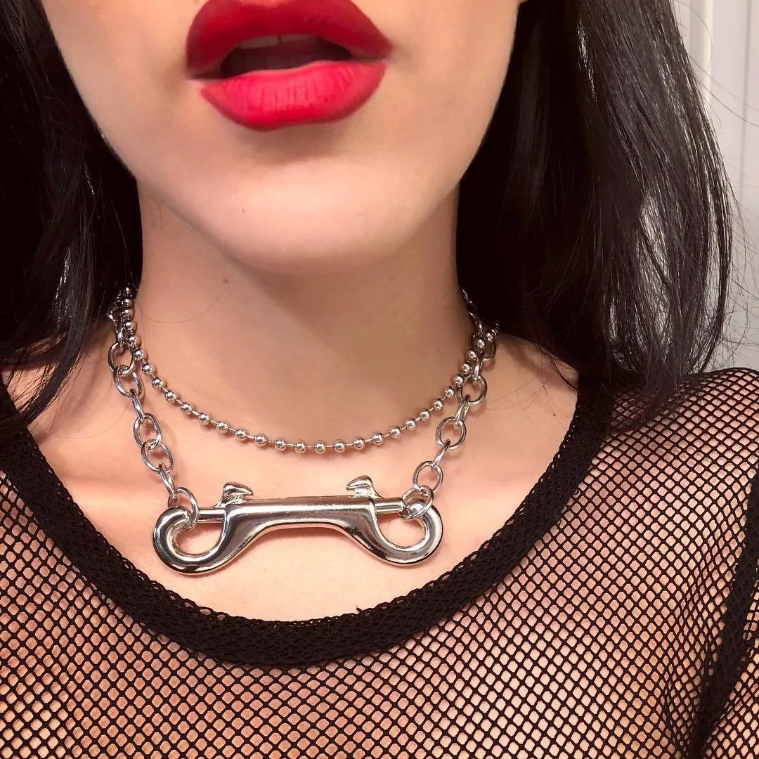 

Large Vintage Necklace for Women Silver Lobster Clasp Heavy Goth Kpop Punk Friends Chains and Necklaces Gothic Fashion Jewelry