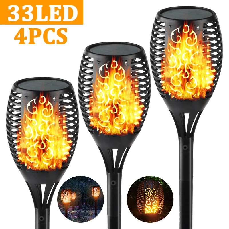 

Solar LED Torch Lights Flickering Flames Lamp Outdoor Solar Landscape Decor Lighting Pathway Lights for Garden Patio Drive