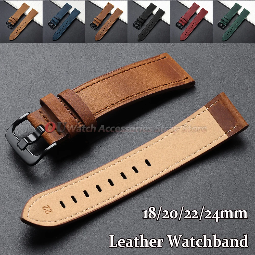 Vintage Leather Watch Strap – Universal Cowhide Watchband for Men & Women Accessories