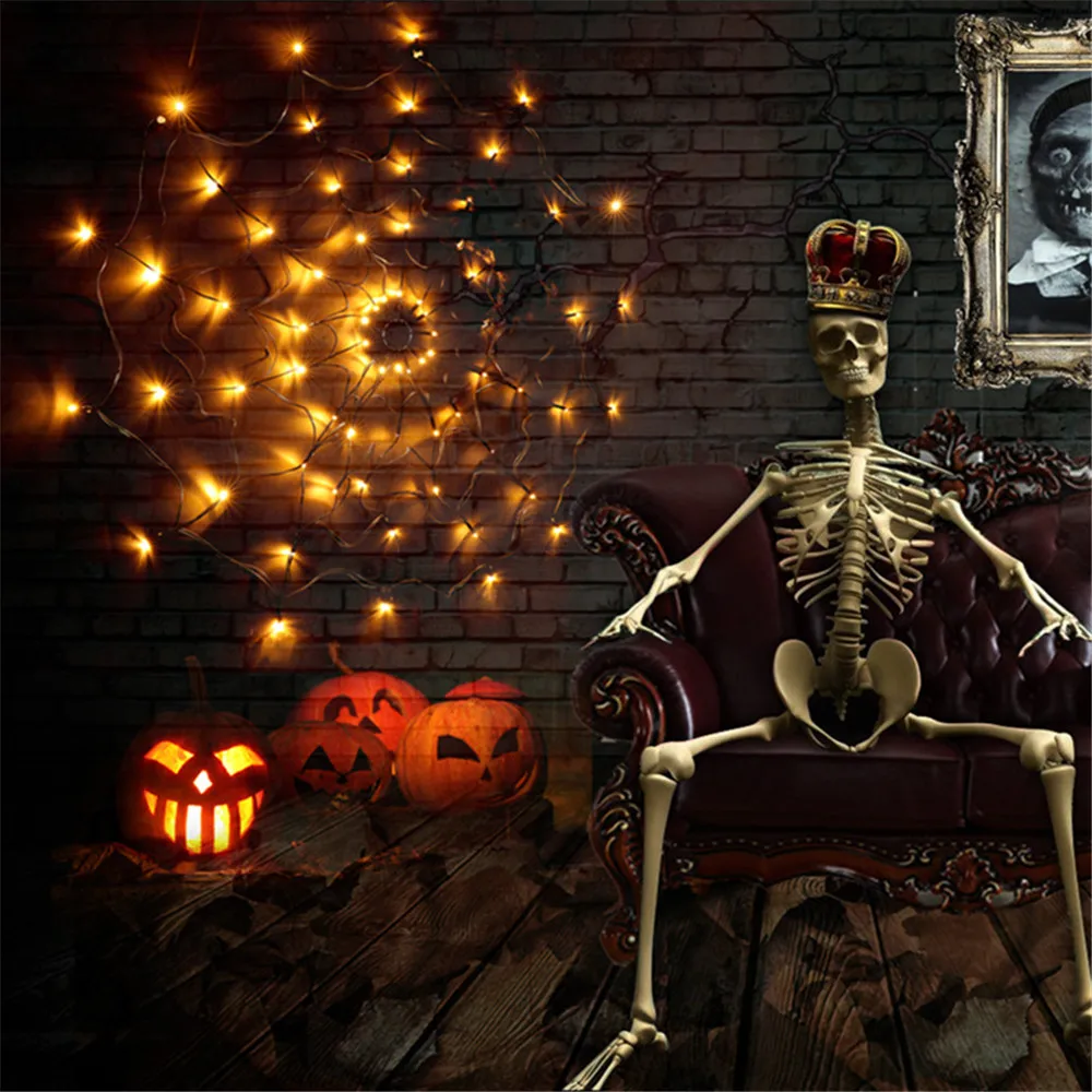 Halloween-Spinnennetz-Licht mit 70 LEDs, wasserdicht, schwarzes Spinnennetz-Licht, Halloween-Party-Dekoration für Haus, Hof, Bar, Spukhaus_voghion.com