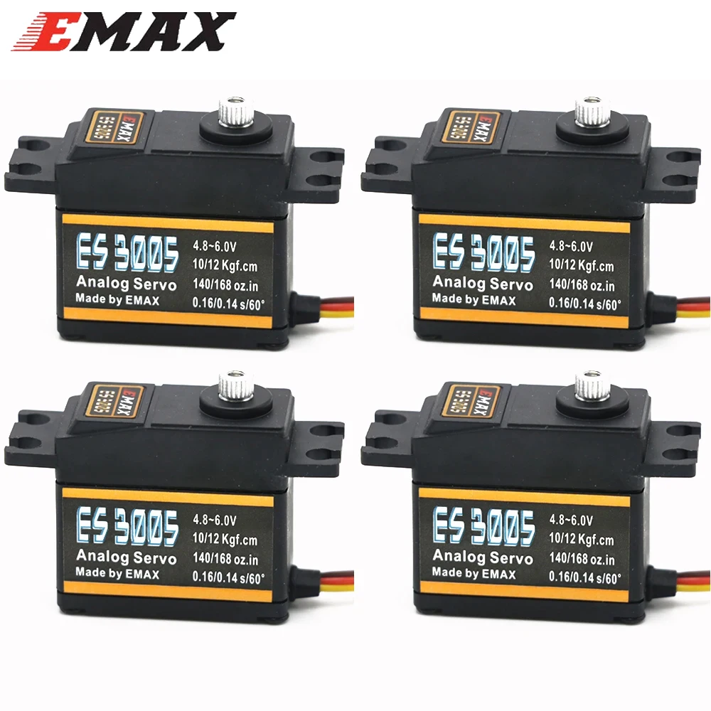 4pcs Emax ES3005 4.8-6.0V 13kg High Torque Metal Gears Waterproof Analog Servo For RC Car Boat Airplane Helicopter Accessories