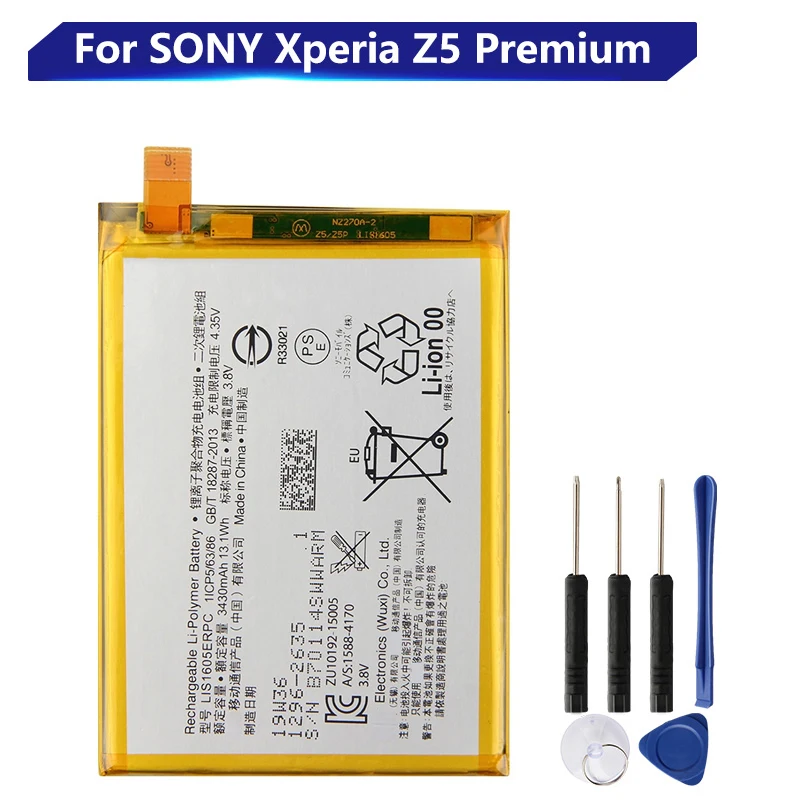 

Replacement Battery LIS1605ERPC For SONY Xperia Z5 Premium Z5P Dual E6853 E6883 E6833 Rechargeable Battery 3430mAh
