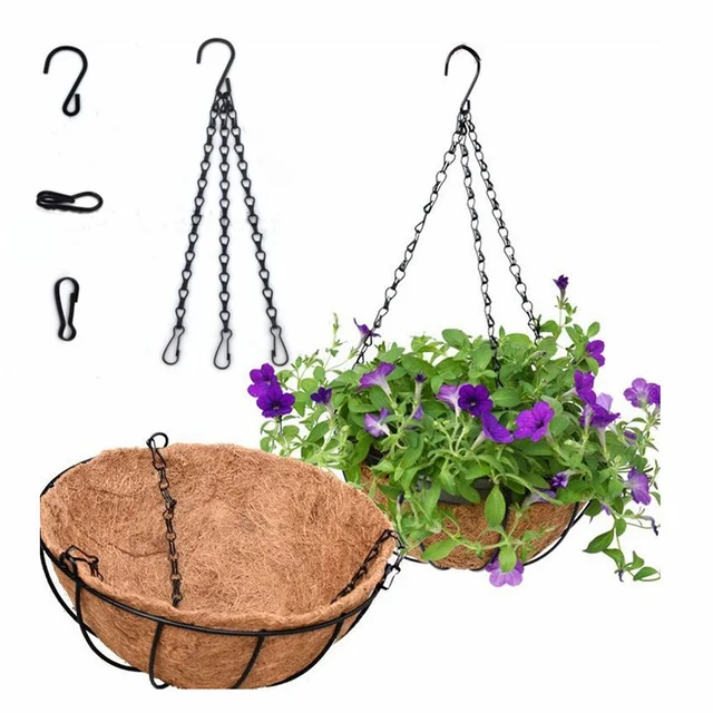 40 Cm -Es Utánzás Rattan Függő Kosár Virágcserép Lógó Lánc 3 Horgok Növénynövekedés Medence Pot Otthoni Kert - Image 2