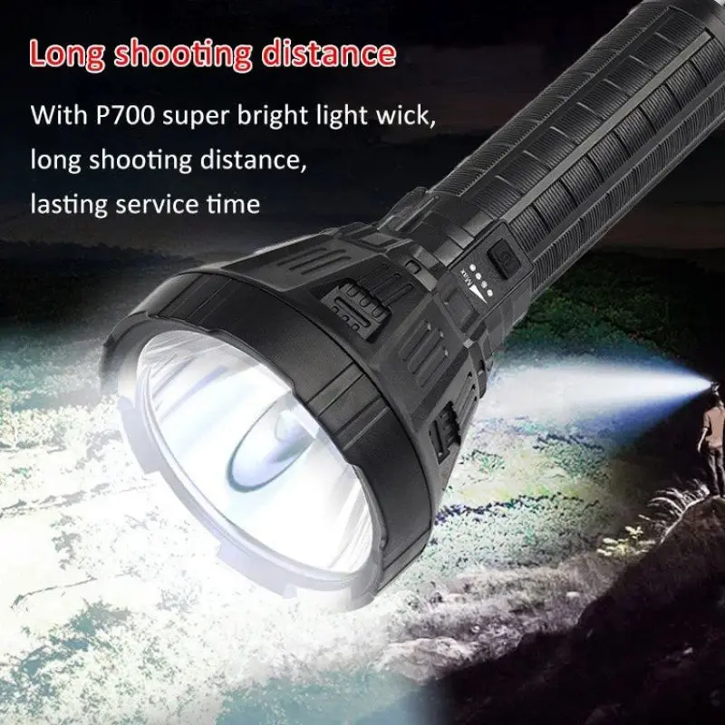 

Large Rechargeable Led Flashlight Power Display High Power Strong Light Outdoor Long-range Handheld P50 Flashlight 5 Mode