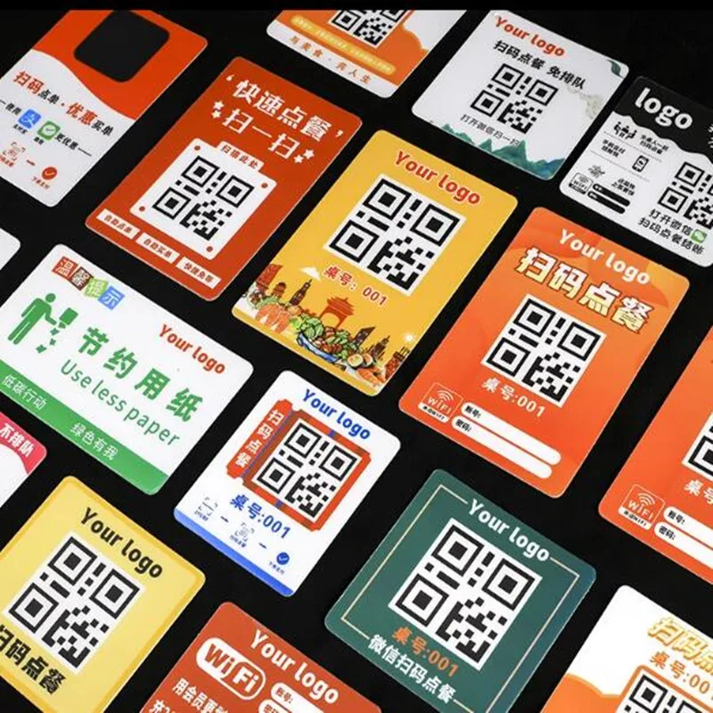Custom-QR-code-matte-PVC-adhesive-scanning-table-logo-stickers-shiny-3M ...