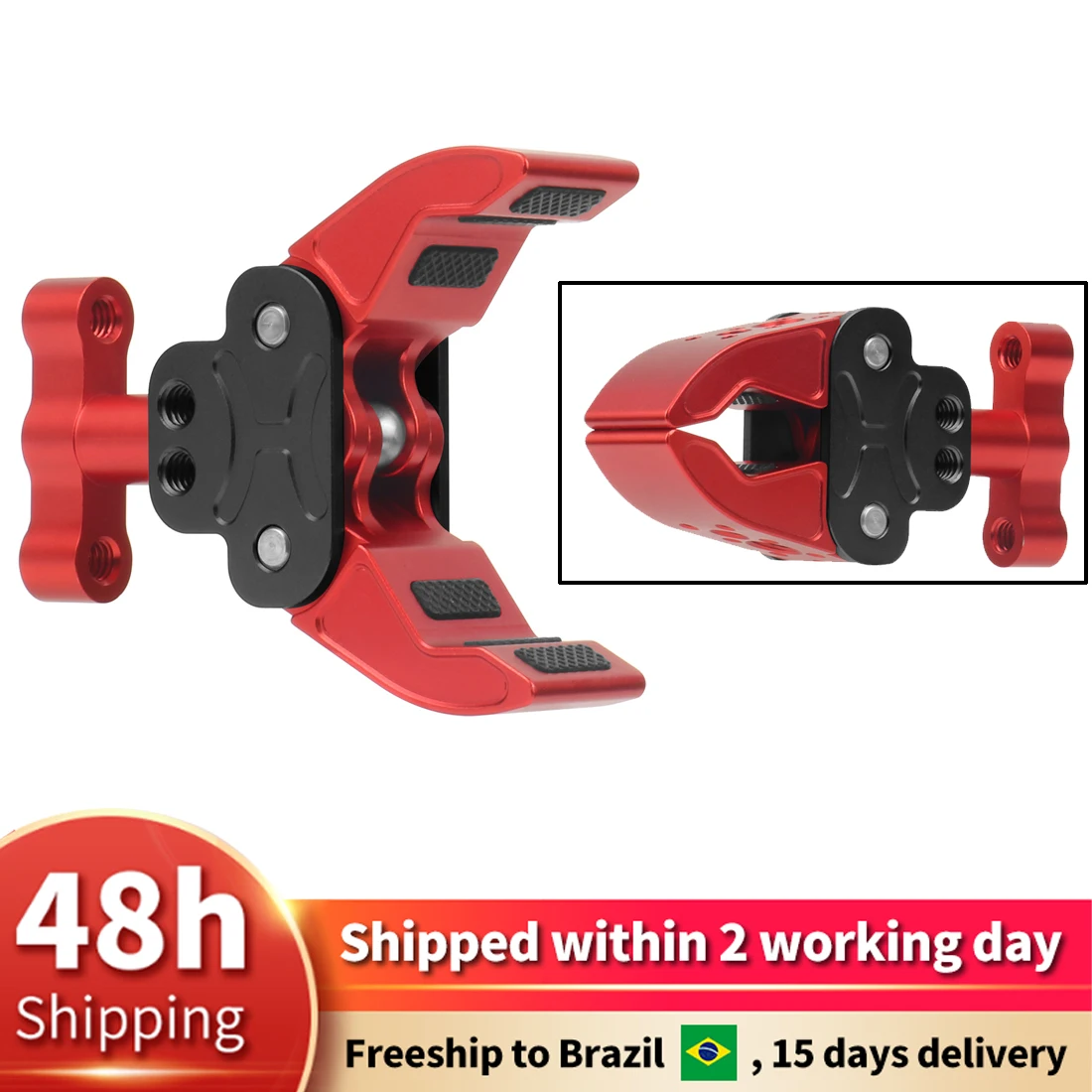 FocusFoto Braccio Magico Articolato Con Morsetto A Forma Di Artiglio Di Granchio. Supporto Universale Con Viti 1/4 E 3/8 Per Flash, Luci LED E Monitor. Apertura Max 41mm.