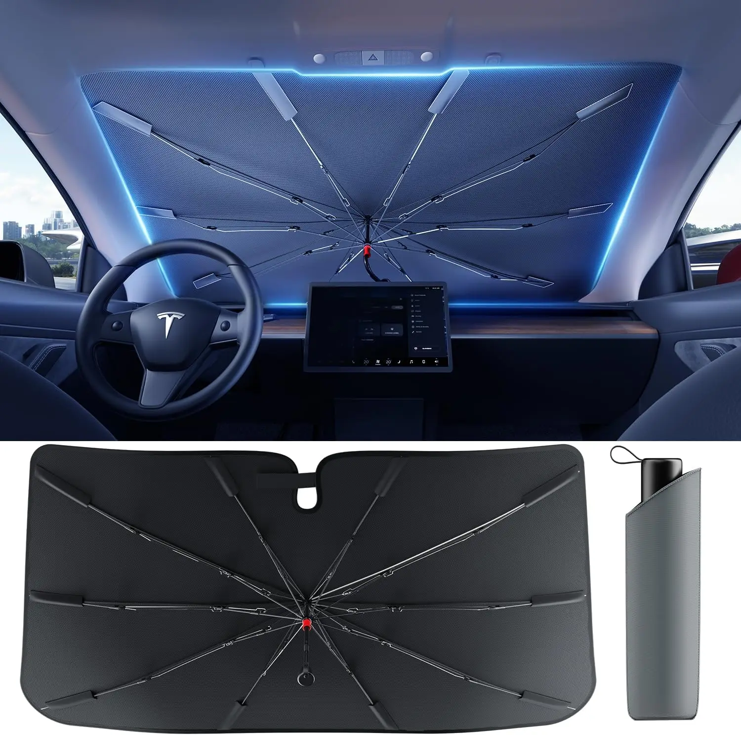 Updated Car Windshield Sun Shade - Effective Cool Spring Umbrella Shade ...