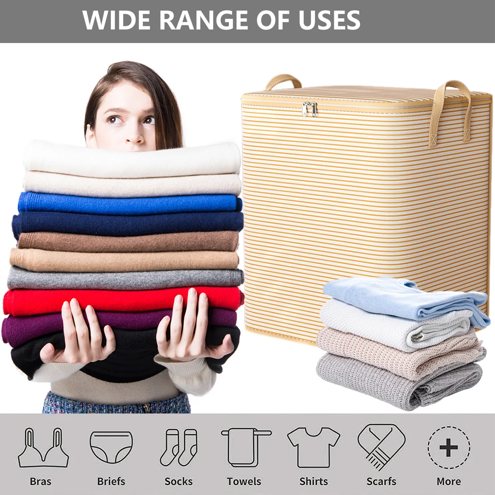 Foldable Household Quilt Storage Box with Zipper Large Capacity Wardrobe Clothing Moving Luggage Bag Cabinet Wardrobe Organizer 4