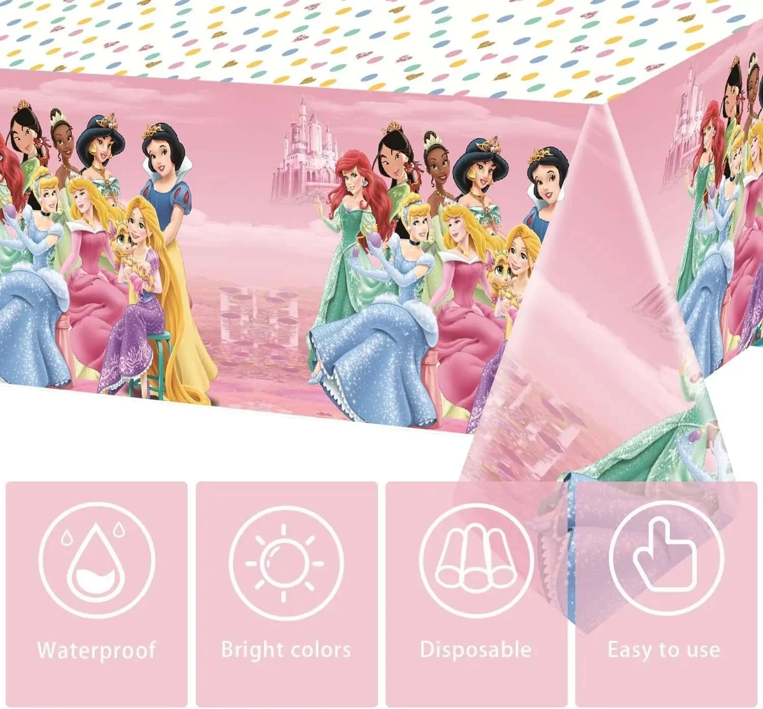 Party Tableware Disney Princess Theme Disposable Tableware Girl Birthday Party Supplies Cup Plate Tablecloth Set