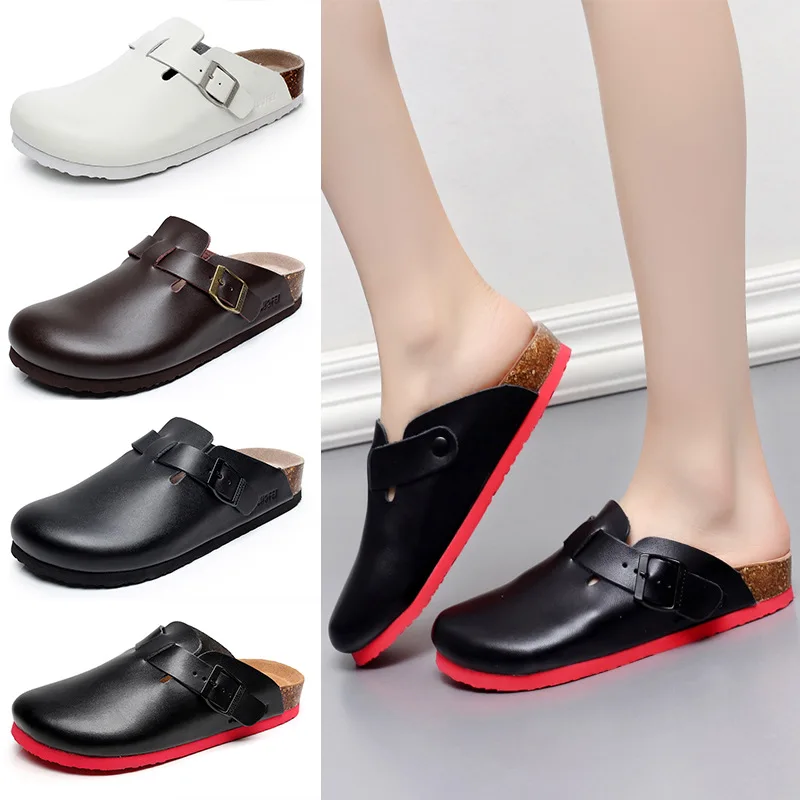 Cork Shoes 2023 New Camel Classic Closed Toe Mule Slippers PU Leather Fashion Sandals Man Women Unisex 35-46 2