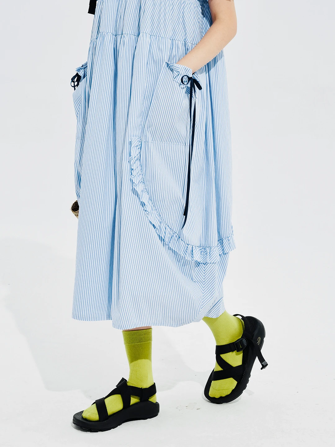 Imakokoniコットンミッドレングスワンピース、ストライプ