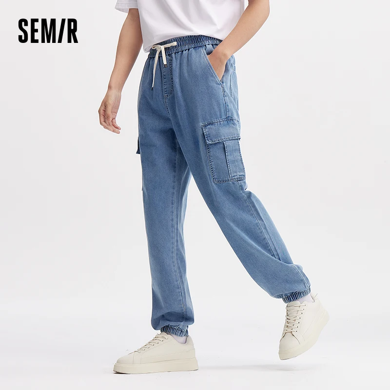 

Semir Jeans Men 2024 Summer New Cool Anti Bacterial Elastic Waist Corset Pants Fashion Trend Tooling Wind