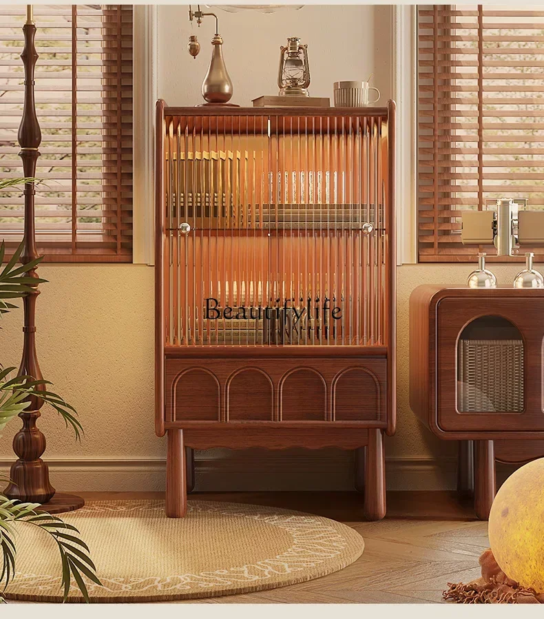 

Vintage Solid Wood Chest of Wine Cabinet Living Room Storage Cabinet Sideboard Cabinet Display