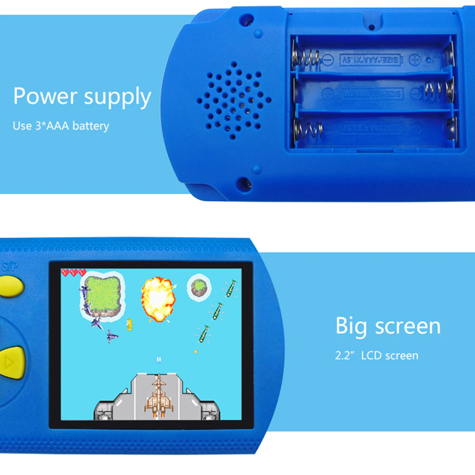  Kids Handheld Game Portable Video Game Player with 200 Games 16  Bit 2.5 Inch Screen Mini Retro Electronic Game Machine ,Best Gift for Child  (Blue) : Toys & Games