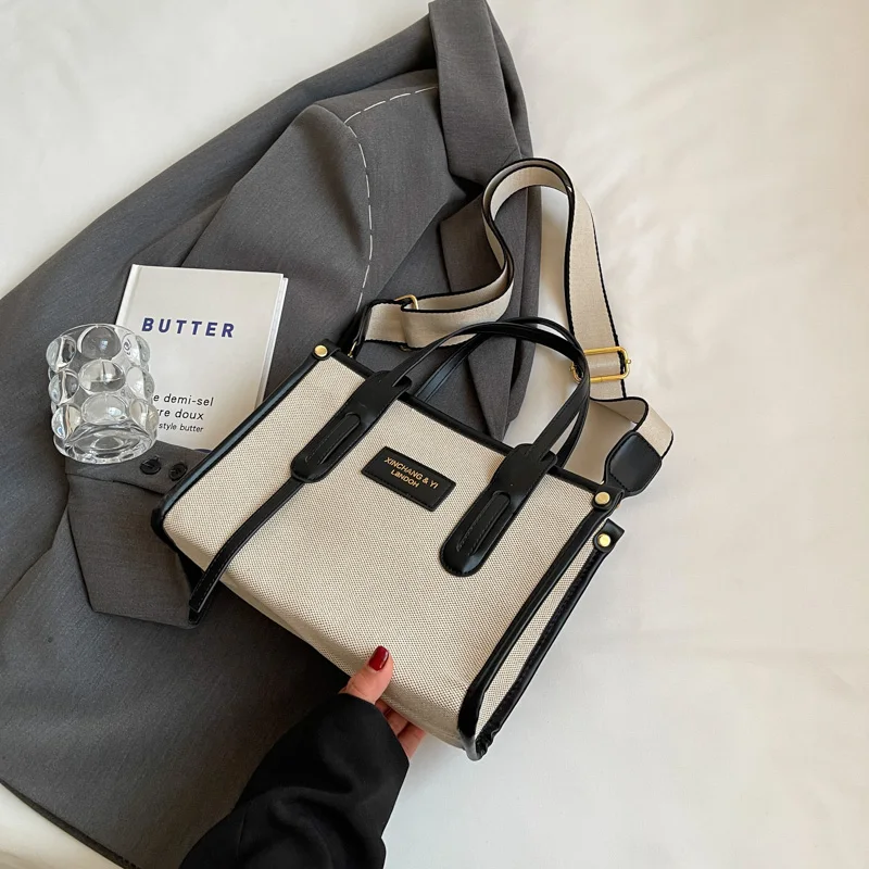 حقيبة يد نسائية كبيرة السعة من القماش، حقيبة عصرية...