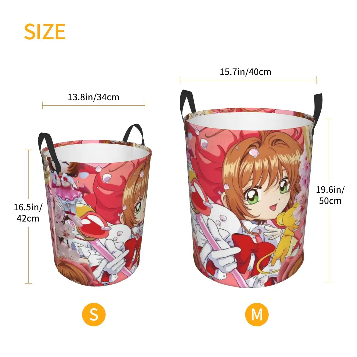 Japanese Anime Cardcaptors Sakuras Cartoon Laundry Basket Collapsible Toy Clothes Hamper Storage Bin for Kids Nursery