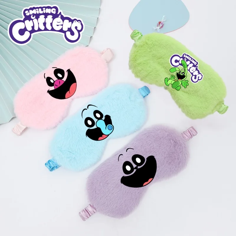 스마일 크리터 아이 마스크, 애니메이션 프린트, 귀여운 정전 수면 아이쉐이드 마스크, 소녀 만화 봉제 눈가리개 장식, 인기 선물 