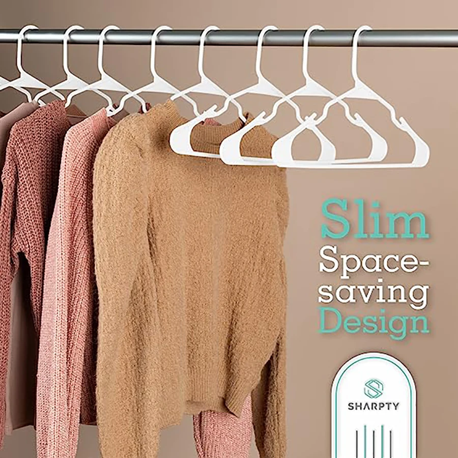 Plastic hangers for closet coats and shirts, space-saving, standard everyday use, room essentials and basics 5