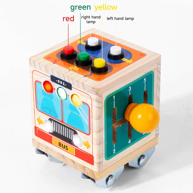 Montessori Cube Toy Wooden Ball Tool Car Toy Polyhedron Busy Bus Toy Kids Early Education Train Hand Brain Sense Organ Toys Gift