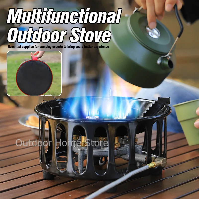 

High-Power Camping Stove Portable Windproof Gas Burner 19800W Outdoor Tourist Electronic ignition BBQ Hiking Fishing Cookware