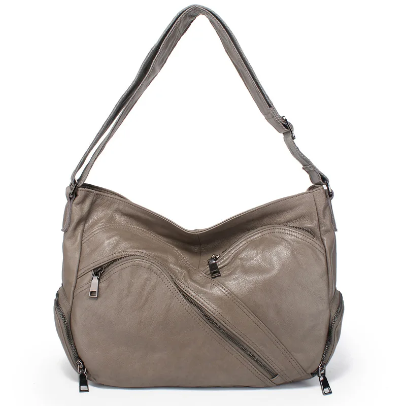 

Leather handbag top layer cowhide multiple pockets, single shoulder diagonal cross leather bag for women