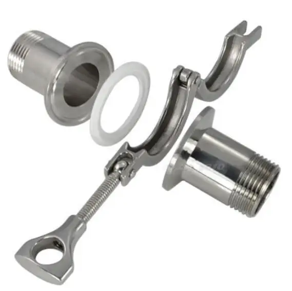 

2 Pcs DN20 Sanitary Male Thread Ferrule Pipe Fittings +Tri Clamp+PTFE SS304 SS316