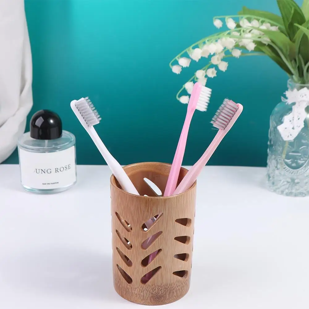 

Natural Multifunctional Toothpaste Makeup With Drainage Wood Storage Cup Toothbrush Cup For Home Bathroom Toothbrush Holder