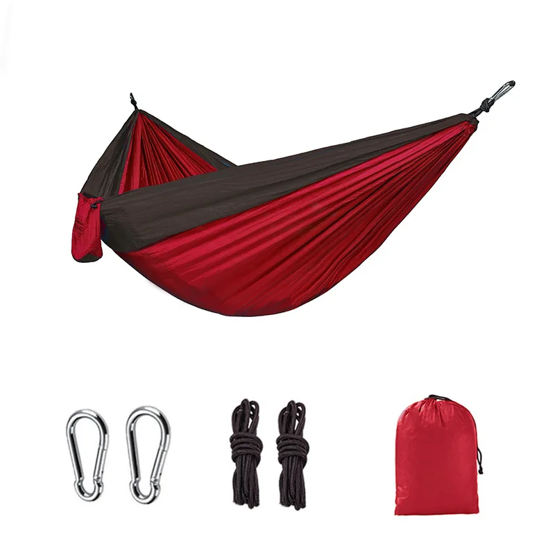 Single Person Portable Outdoor Camping Hammock With Nylon Color Matching Hammock High Strength Parachute Fabric Hanging Bed 3