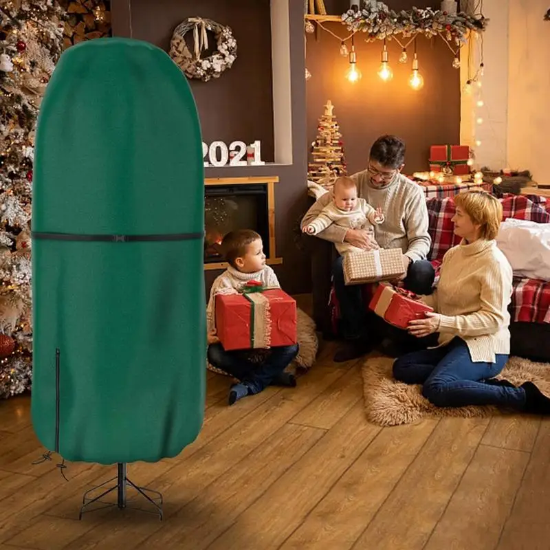 Christmas Tree Bag Oxford Cloth Heavy Duty Cover For Artificial Trees Upright Adjustable Tear Proof Dust Proof Storage Covers