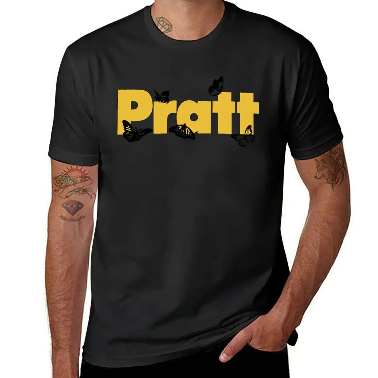 

Pratt unit футболка с бабочкой летняя одежда тяжелые мужские белые футболки