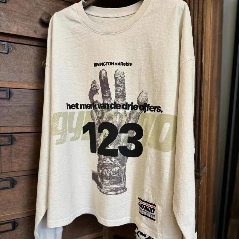

Футболка 24SS RRR123 с принтом «Рука Бога», Свободный Топ в стиле Хай-стрит с граффити, в стиле хип-хоп, с длинным рукавом, уличная одежда в стиле Харадзюку
