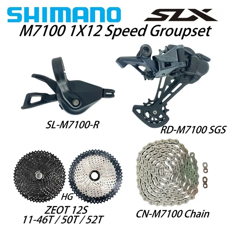 

SHIMANO Deore SLX M7100 1X12S Groupset 12V Shift Lever Rear Derailleur for MTB CN-M7100 Chain ZEOT Flywheel 11-46T/50T/52T