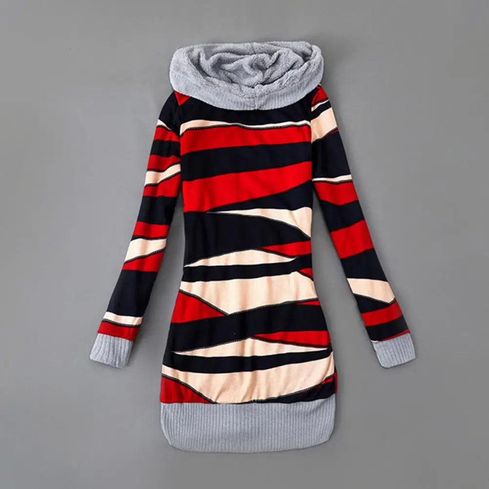 2023 Women's Sweater Coat Striped Print Long Sleeve Autumn Winter Hoodie ​Buttons Closure Plush Lining Sweater Outerwear